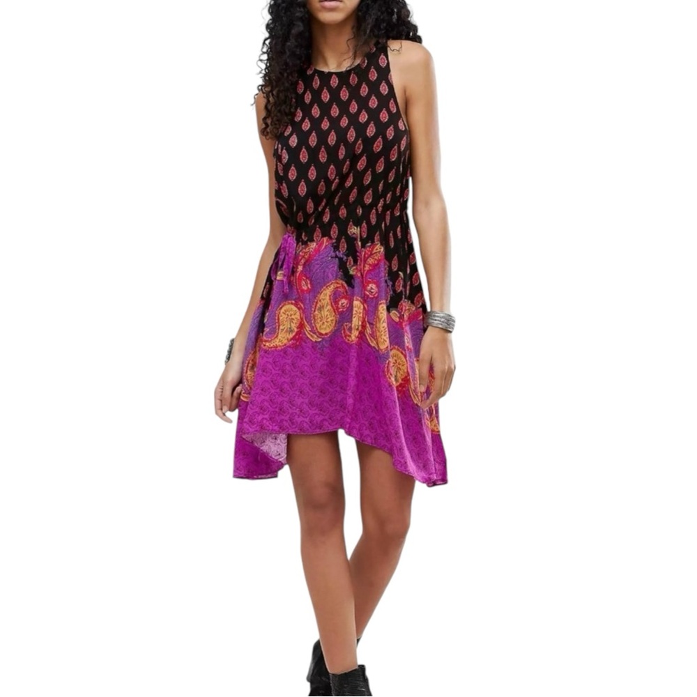 Free People Rendezvous Tank Slip Dress Black Combo Size Small
